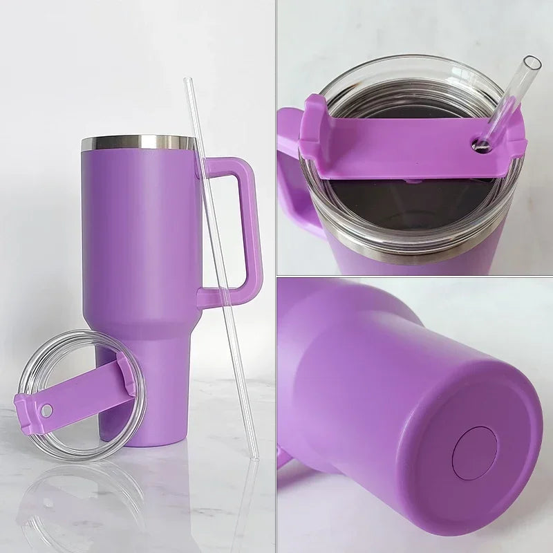 Tumbler With Handle Insulated Tumbler With Lids Straw Stainless Steel Coffee  Cup for Travel