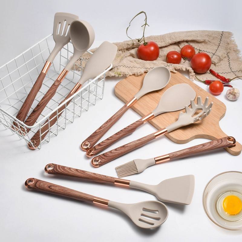 10 Pieces Kitchen Tools Set Wooden Handle Cooking Kitchen Utensil Set Silicone Utensils - Coffee Zest online shop