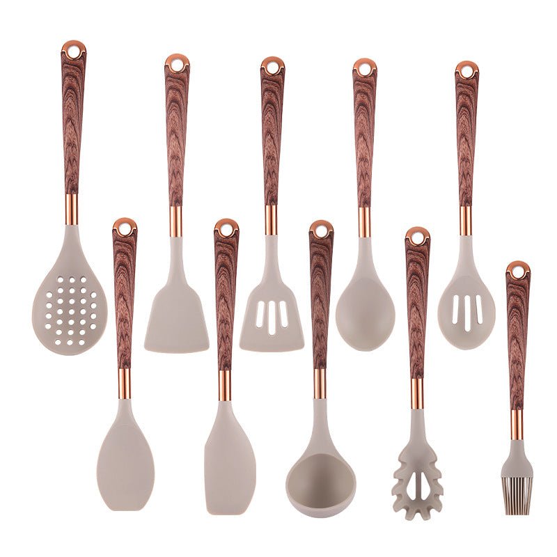10 Pieces Kitchen Tools Set Wooden Handle Cooking Kitchen Utensil Set Silicone Utensils - Coffee Zest online shop