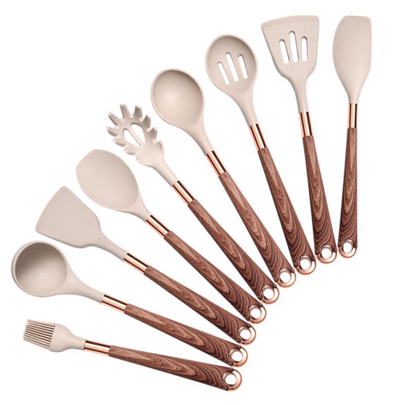10 Pieces Kitchen Tools Set Wooden Handle Cooking Kitchen Utensil Set Silicone Utensils - Coffee Zest online shop