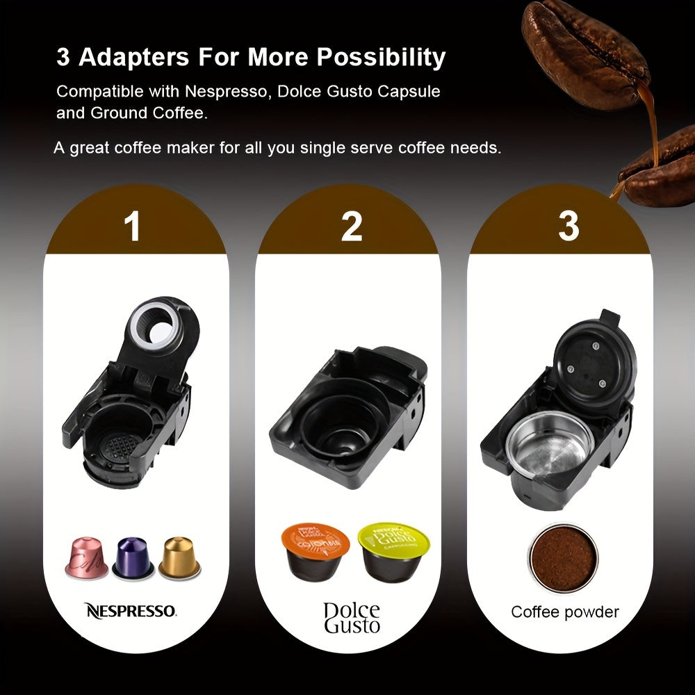 3 in 1 Espresso Coffee Machine 19Bar 1450W Multiple Capsule Coffee Maker Fit Nespresso, Dolce Gusto and Coffee Powder