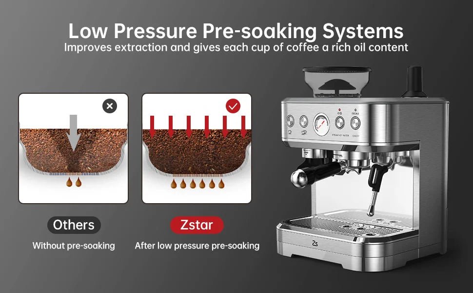 15 Bar Automatic Espresso Coffee Machine with Milk Frother and Grinder, Coffee Maker , 2.5L Water Tank - Coffee Zest online shop