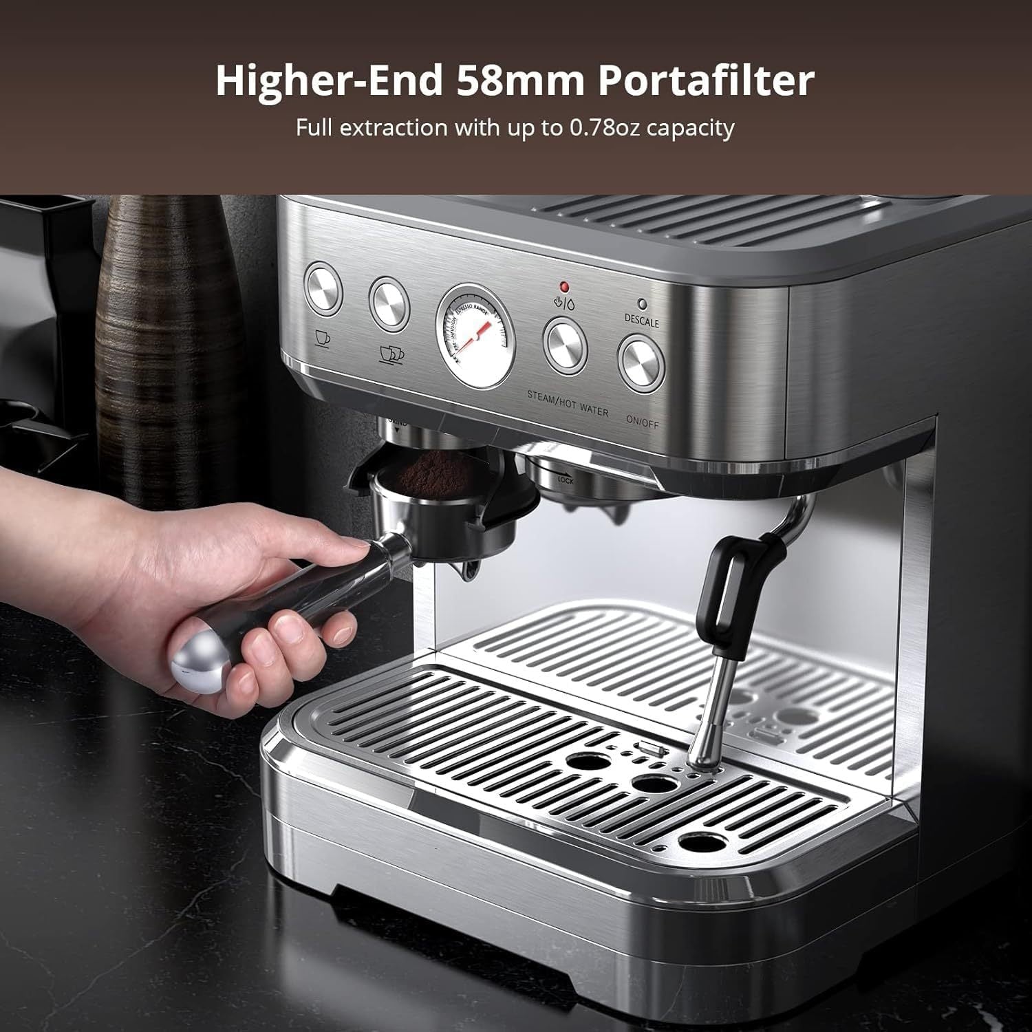 Espresso Coffee Machine with Integrated Bean Grinder 2.3 L Water Tank 15 Bar Italian Pump Automatic Espresso Coffee Maker with Milk Frother for Cappuccino Latte