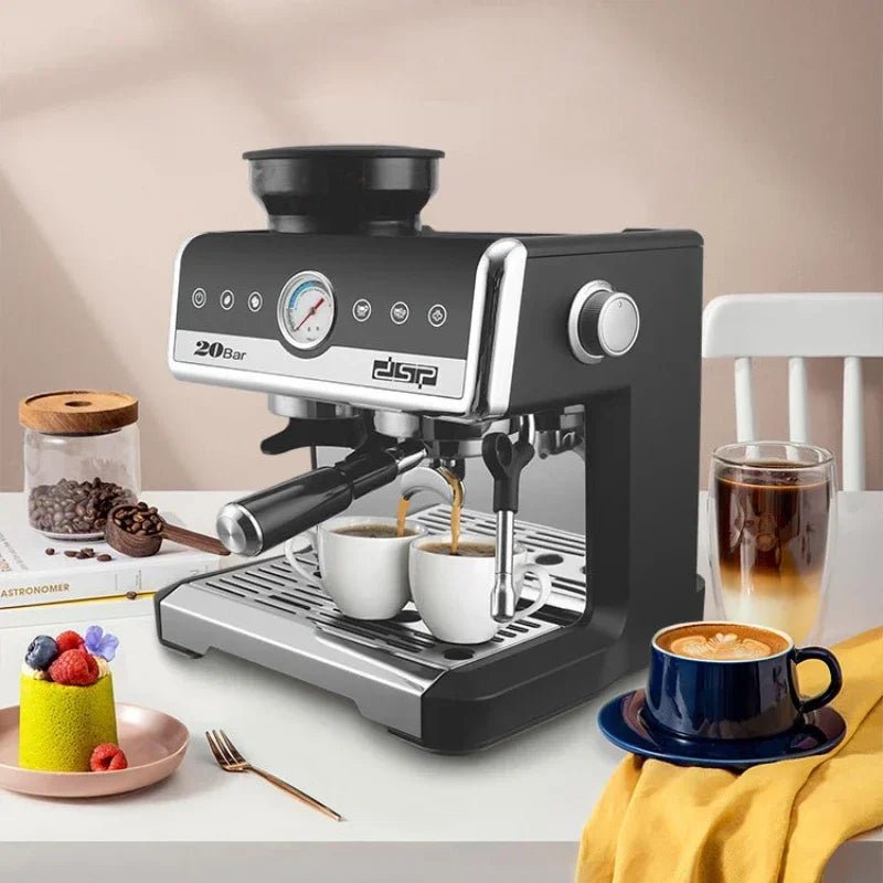 20Bar power Espresso Coffee Machine Integrated Grinder Steam Milk Frothing Adjustable Grinding - Coffee Zest online shop