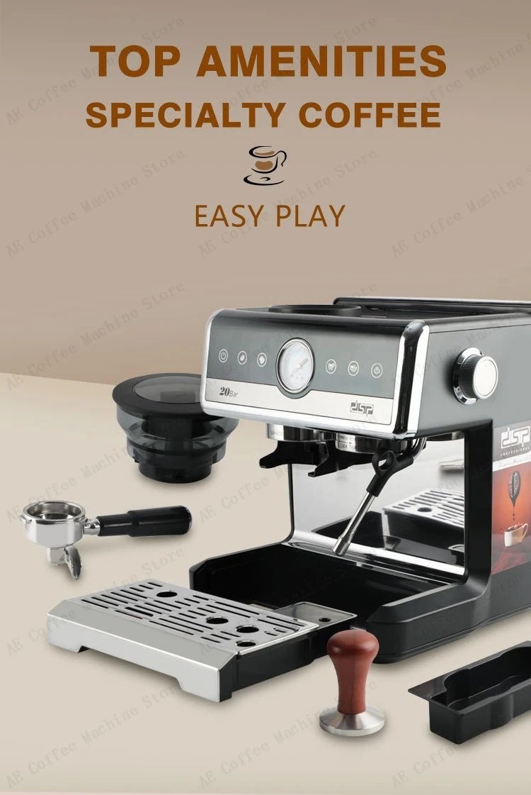 20Bar power Espresso Coffee Machine Integrated Grinder Steam Milk Frothing Adjustable Grinding - Coffee Zest online shop