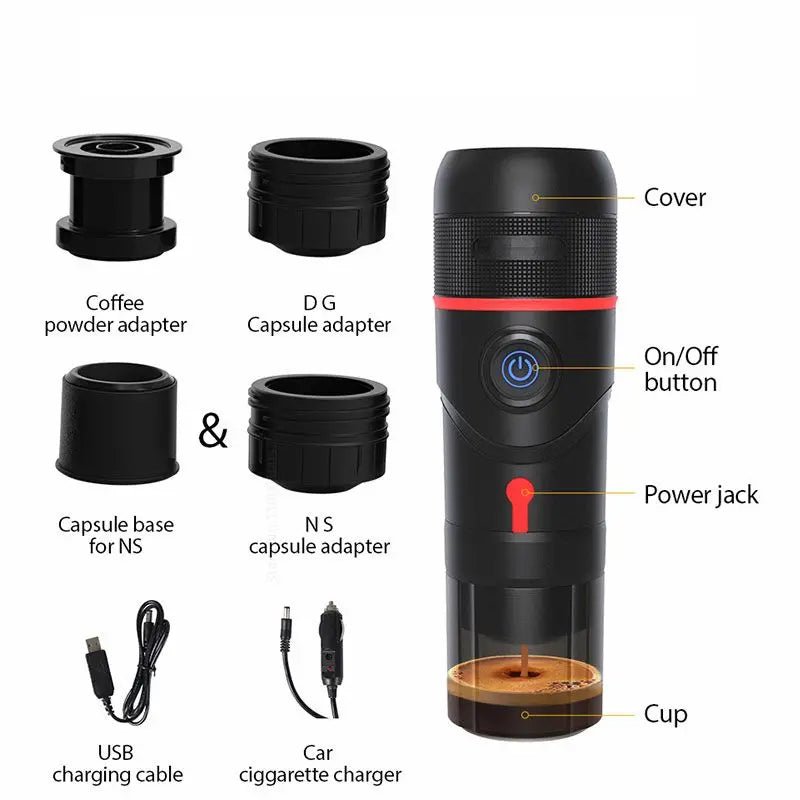 3 - in - 1 Portable Coffee Machine for Car & Home DC 12V For espresso Coffee Maker For Nespresso Dolce Pod Capsule Coffee Powder - Coffee Zest online shop