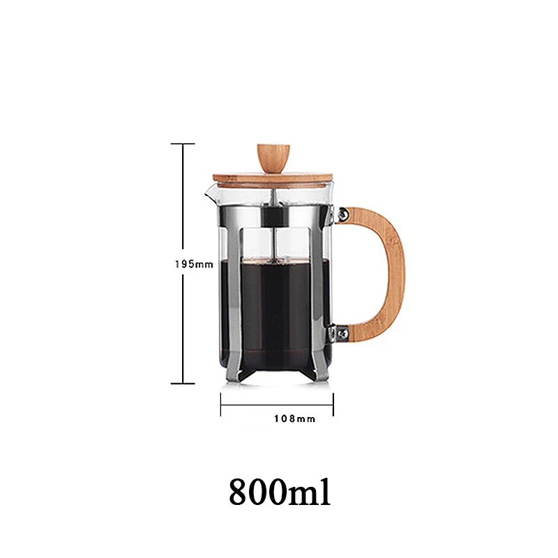 350ml/800ml French Press Coffee &Tea Maker Thickened Borosilicate Glass Coffee Press Kettle Teapot Stainless Steel Coffeeware Hot - Coffee Zest online shop