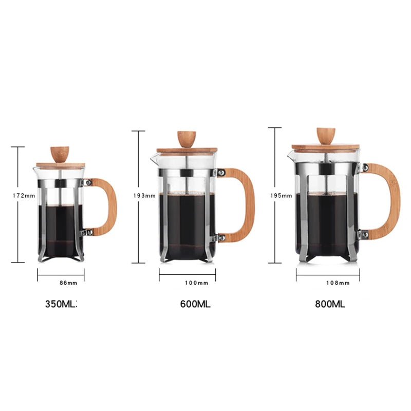 350ml/800ml French Press Coffee &Tea Maker Thickened Borosilicate Glass Coffee Press Kettle Teapot Stainless Steel Coffeeware Hot - Coffee Zest online shop
