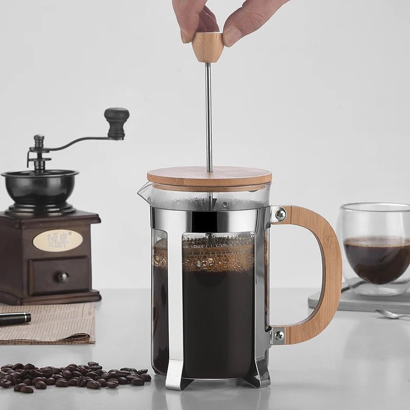350ml/800ml French Press Coffee &Tea Maker Thickened Borosilicate Glass Coffee Press Kettle Teapot Stainless Steel Coffeeware Hot - Coffee Zest online shop