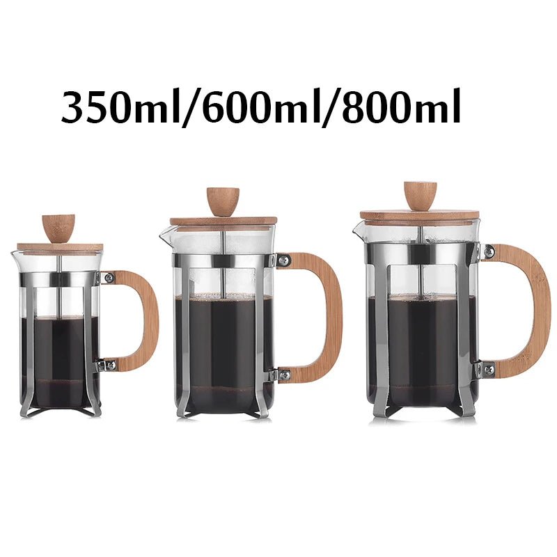 350ml/800ml French Press Coffee &Tea Maker Thickened Borosilicate Glass Coffee Press Kettle Teapot Stainless Steel Coffeeware Hot - Coffee Zest online shop