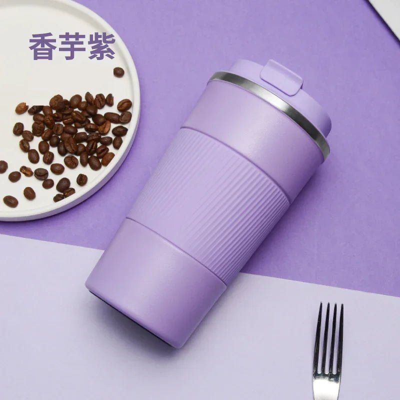380ml/510ml Cups Stainless Steel Coffee Thermos Mug with Non - slip Case Car Vacuum Flask Travel Insulated Water Bottle - Coffee Zest online shop