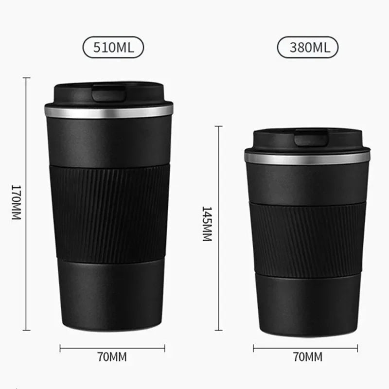 380ml/510ml Cups Stainless Steel Coffee Thermos Mug with Non - slip Case Car Vacuum Flask Travel Insulated Water Bottle - Coffee Zest online shop