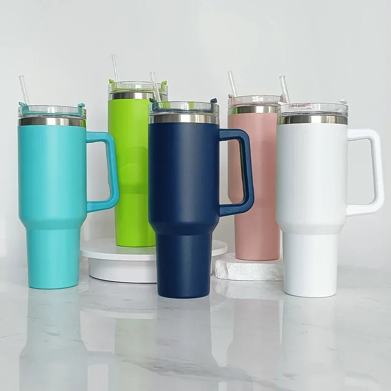 Tumbler With Handle Insulated Tumbler With Lids Straw Stainless Steel Coffee  Cup for Travel