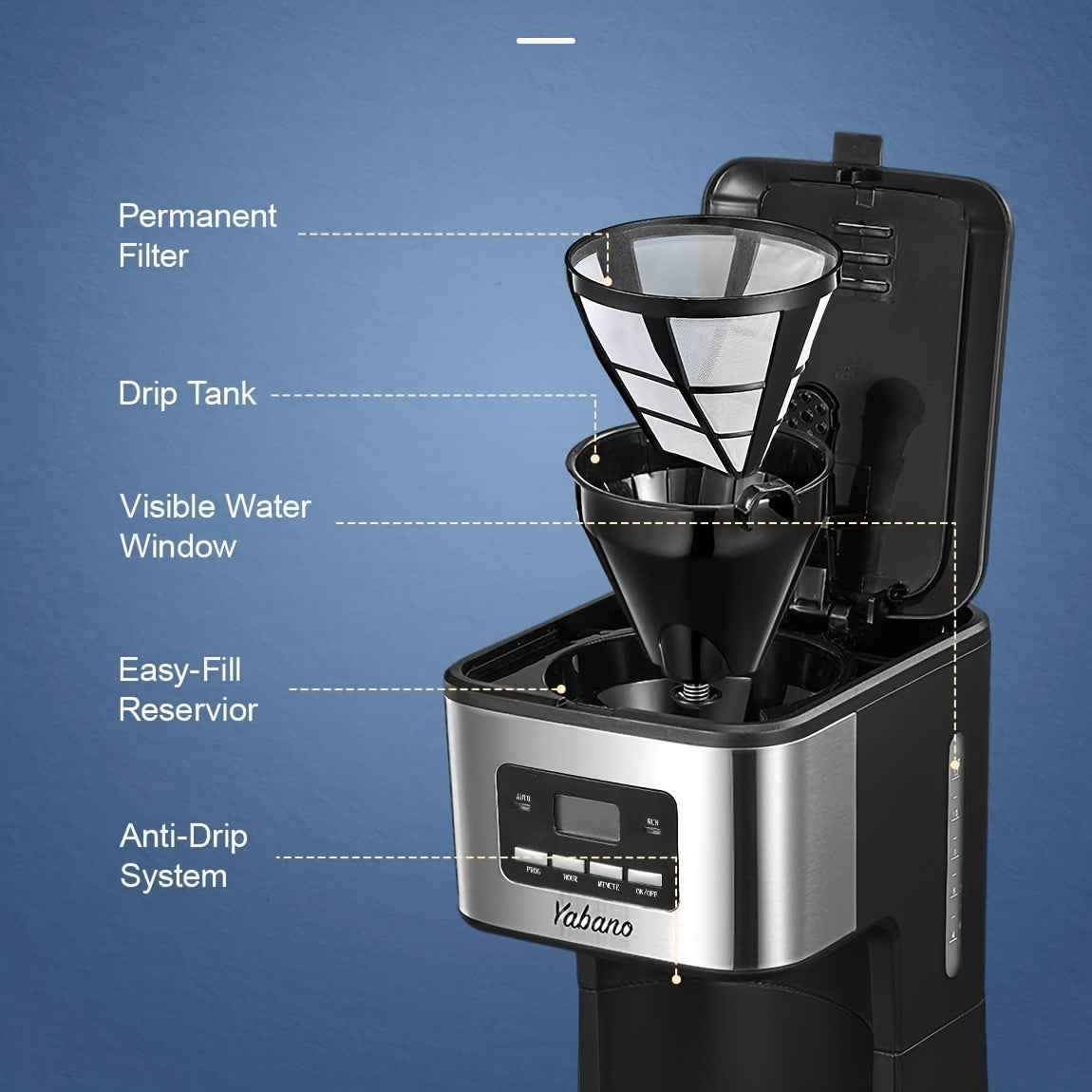 Filter Coffee Machine, Programmable Drip Coffee Maker, Advanced Showerhead Technology, Fast Brewing & 24 Hours Timer & 40 Min Keep Warm Function, 1.5L Capacity, 12 Cup,