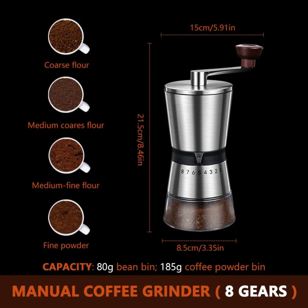 6 - 8 Adjustable Manual Coffee Grinder Portable - Coffee Zest online shop