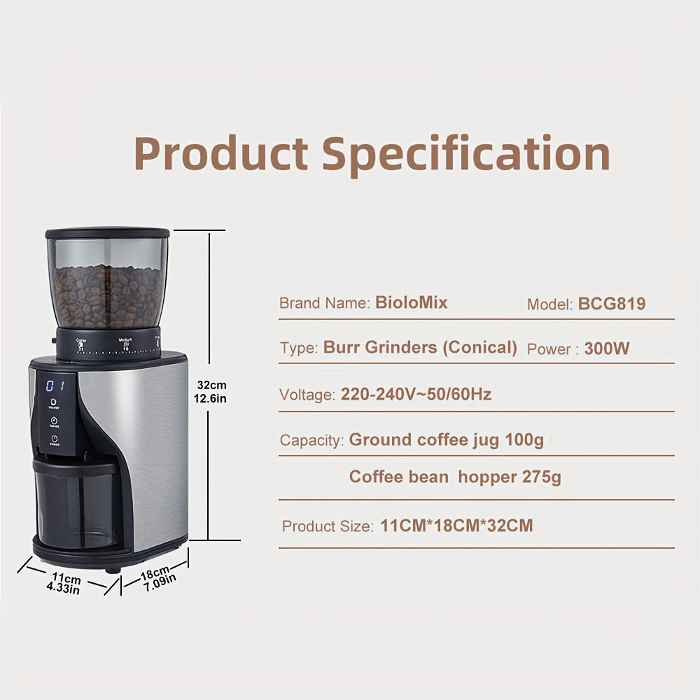 Automatic Conical Burr Mill Coffee Grinder, with 31 Grind Settings for Espresso, Turkish Coffee