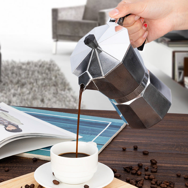 Mocha Coffee Pot Italian Octagonal Design - Coffee Zest
