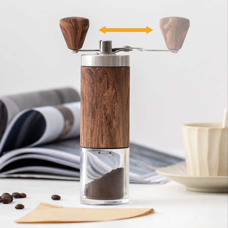 Coffee Grinder, Hand Grinder, Stainless Steel Grinder, Hand Grinder for Coffee Beans, Wood Grain, Portable Household Use