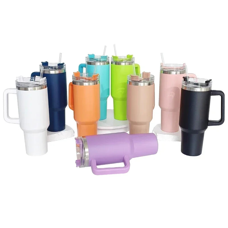 Tumbler With Handle Insulated Tumbler With Lids Straw Stainless Steel Coffee  Cup for Travel