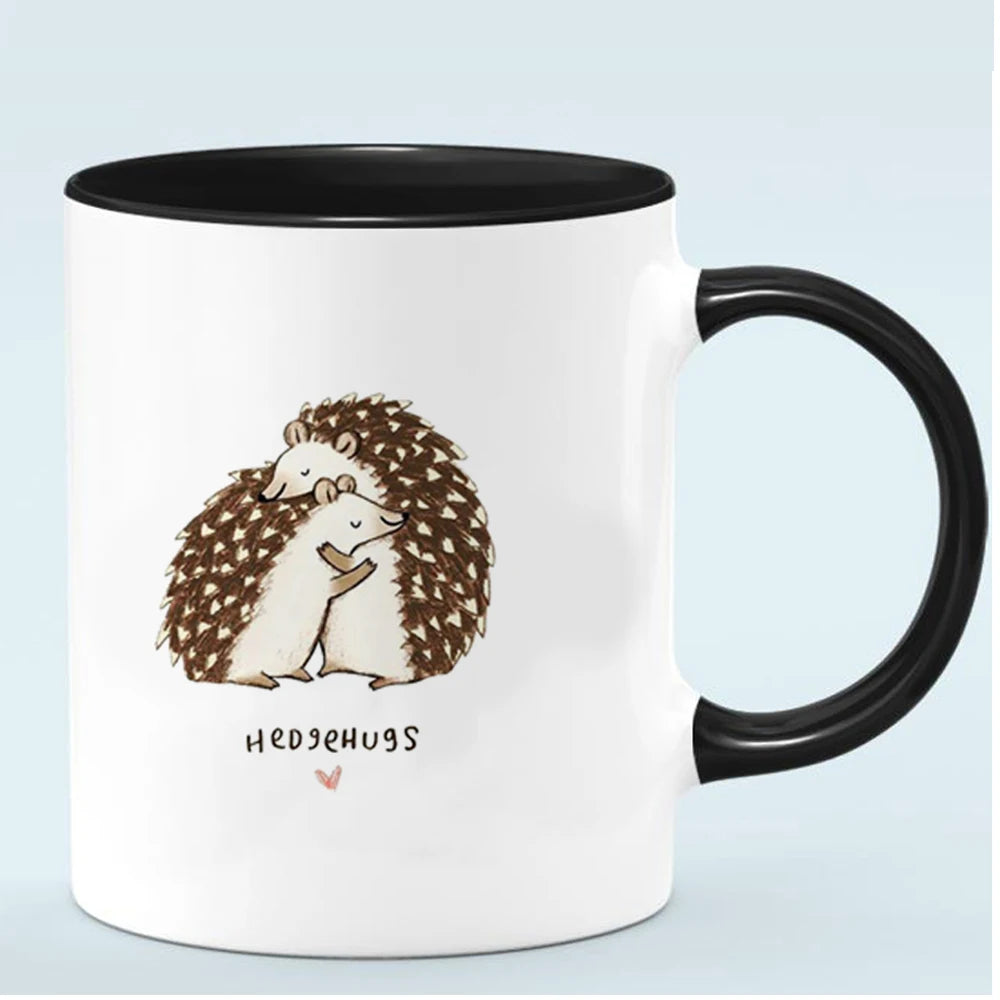 Cute hedgehog mother hugs child mug mother's day