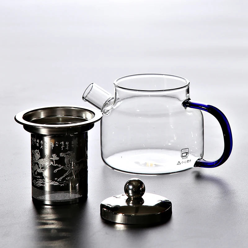 Heat-resistant glass teapot with infuser kettle for flower tea pot glass tea set