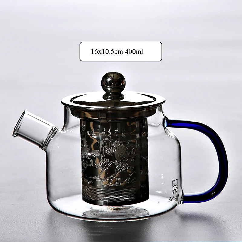 Heat-resistant glass teapot with infuser kettle for flower tea pot glass tea set