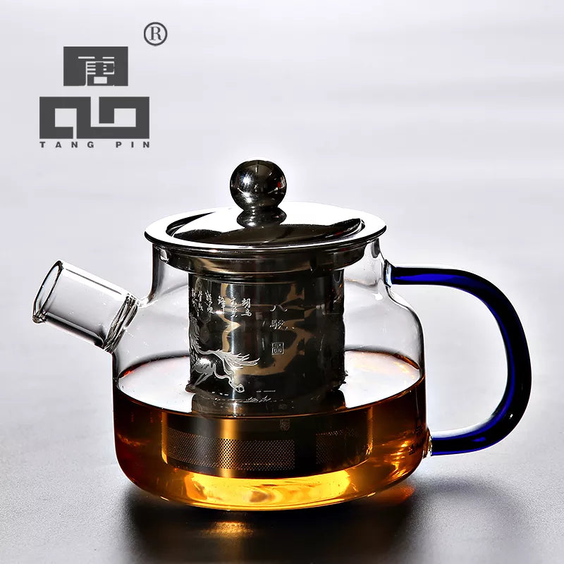 Heat-resistant glass teapot with infuser kettle for flower tea pot glass tea set