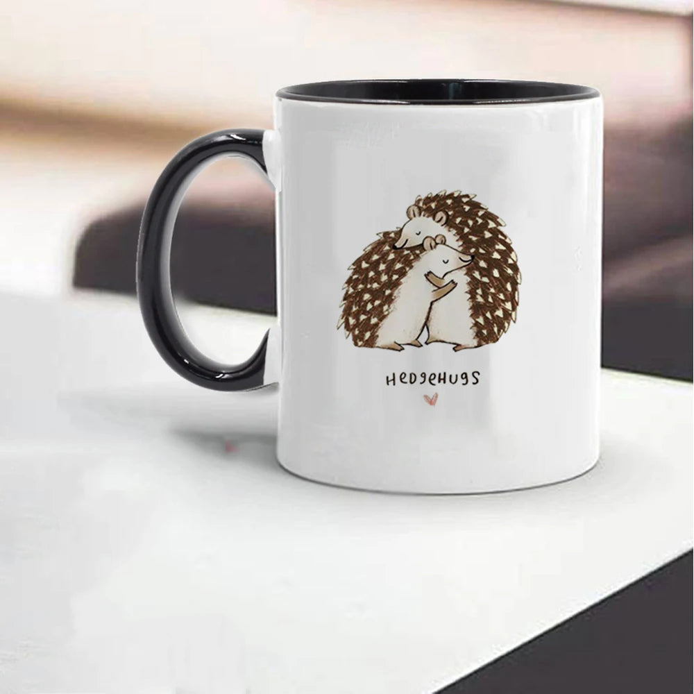 Cute hedgehog mother hugs child mug mother's day