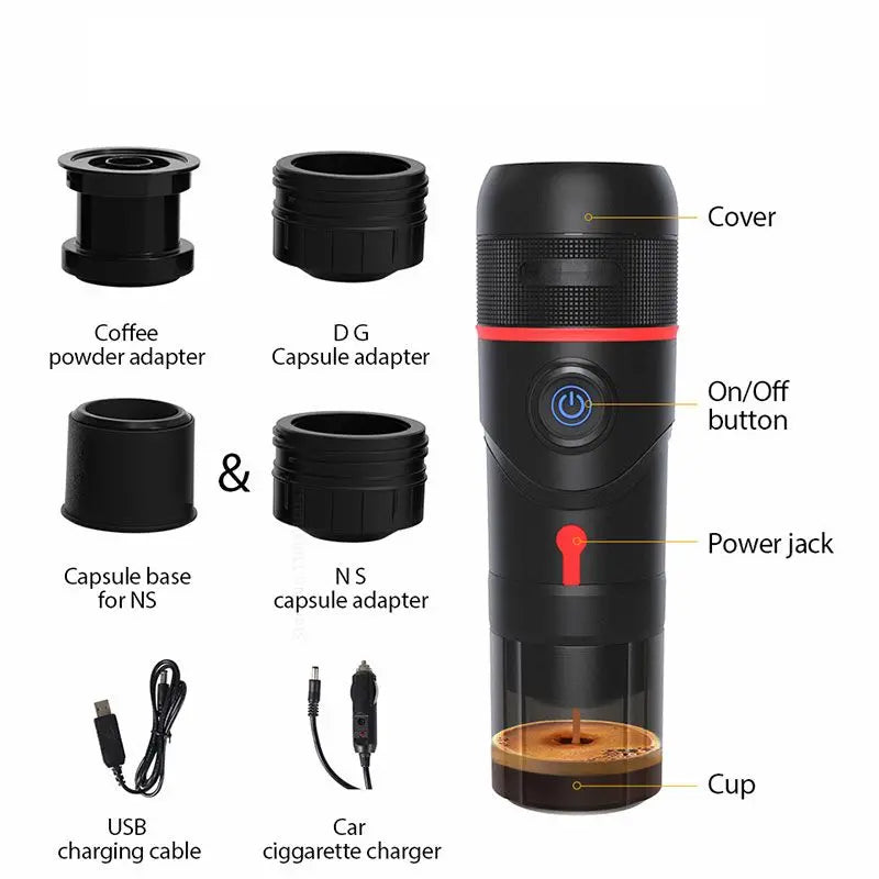 3-in-1 Portable Coffee Machine for Car & Home DC 12V For espresso Coffee Maker For Nespresso Dolce Pod Capsule Coffee Powder