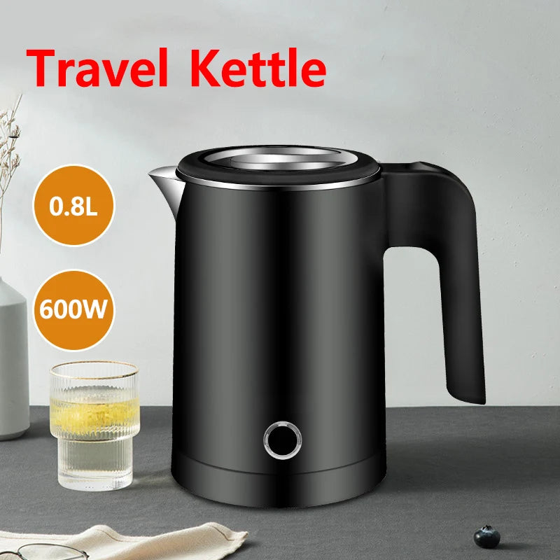 Travel Electric Kettle Tea Coffee 0.8L Stainless Steel