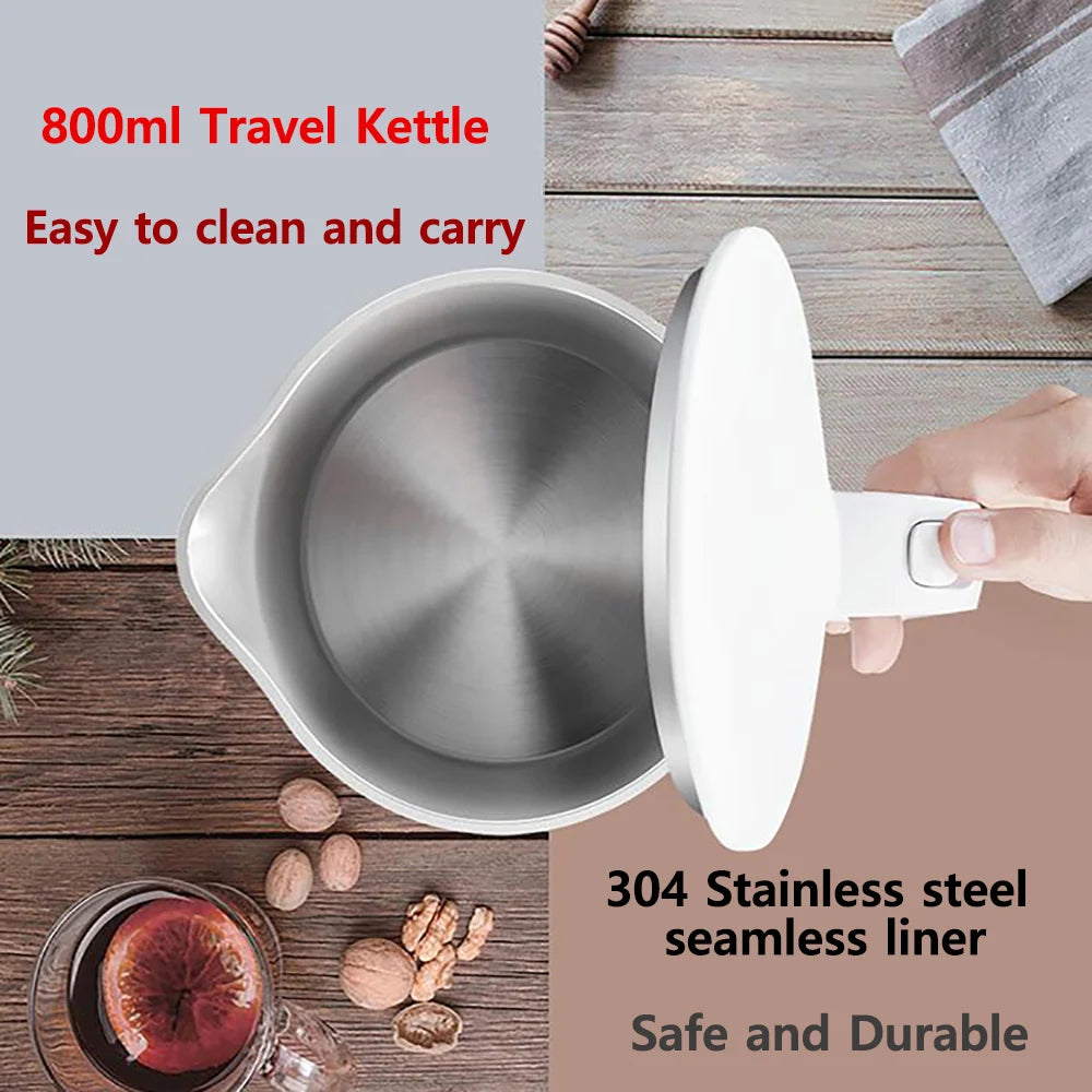 Travel Electric Kettle Tea Coffee 0.8L Stainless Steel