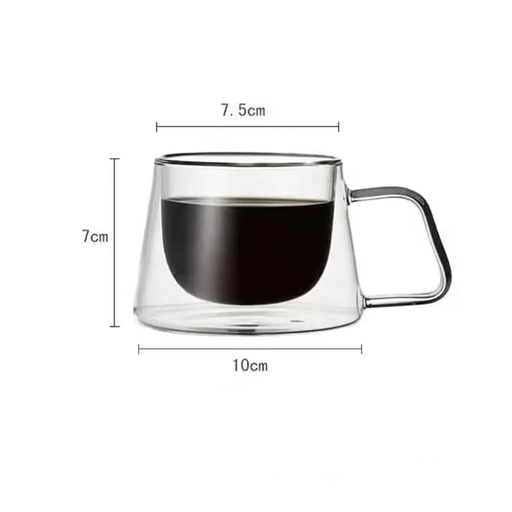 200ml Transparent Double Bottom Coffee Cup Milk Whiskey Tea Beer Mug Heat Resistant Cocktail Vodka Wine Drinkware Tumbler Cup