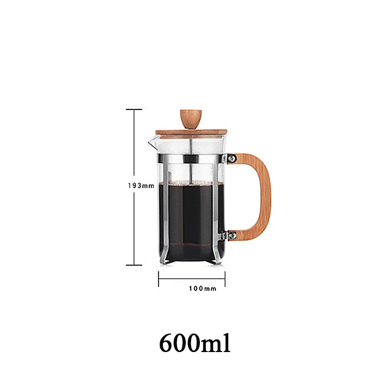 350ml/800ml French Press Coffee &Tea Maker Thickened Borosilicate Glass Coffee Press Kettle Teapot Stainless Steel Coffeeware Hot