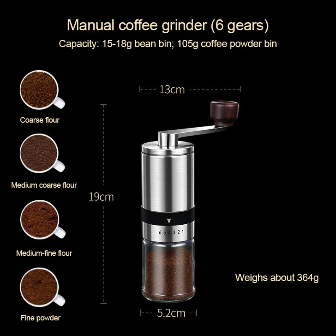 6-8 Adjustable Manual Coffee Grinder Portable