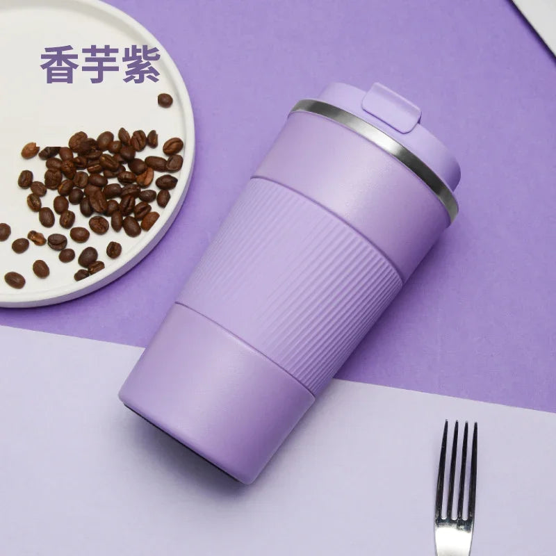 380ml/510ml Cups Stainless Steel Coffee Thermos Mug with Non-slip Case Car Vacuum Flask Travel Insulated Water Bottle