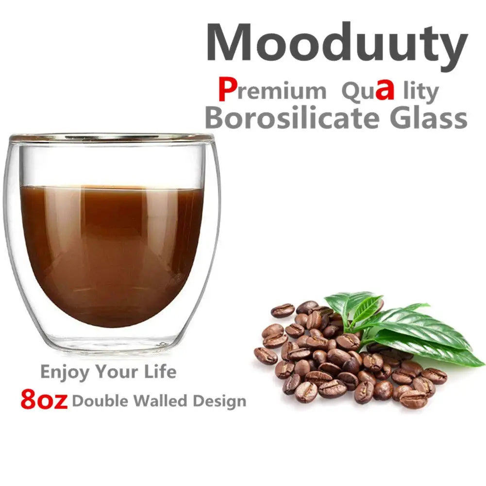 5 Sizes 6 Pack Clear Double Wall Glass Coffee Mugs Insulated Layer Cups Set for Bar Tea Milk Juice Water Espresso Shot Glass