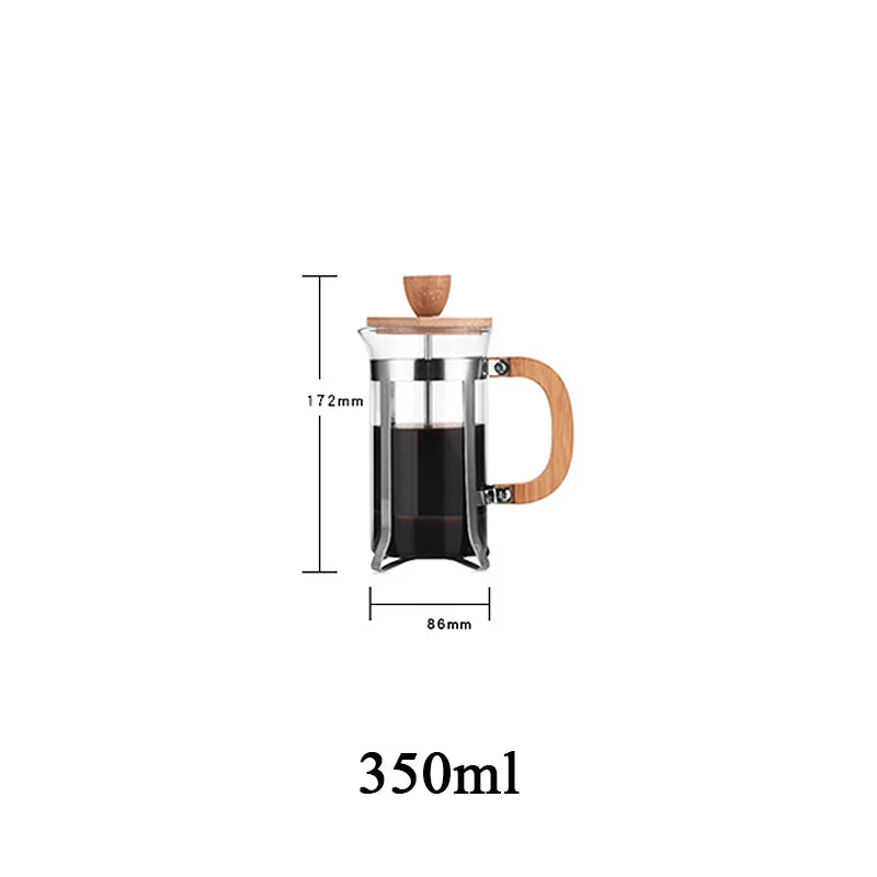 350ml/800ml French Press Coffee &Tea Maker Thickened Borosilicate Glass Coffee Press Kettle Teapot Stainless Steel Coffeeware Hot