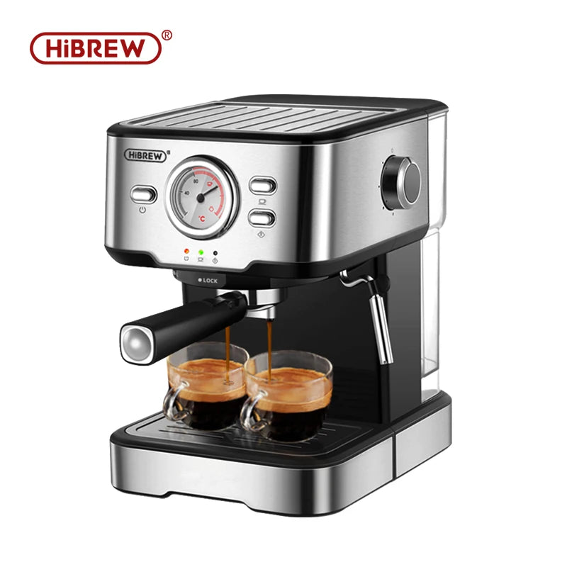 Coffee Machine Cafeteria 20 Bar Espresso inox Semi Automatic Expresso Cappuccino Hot Water Steam Temperature Display H5