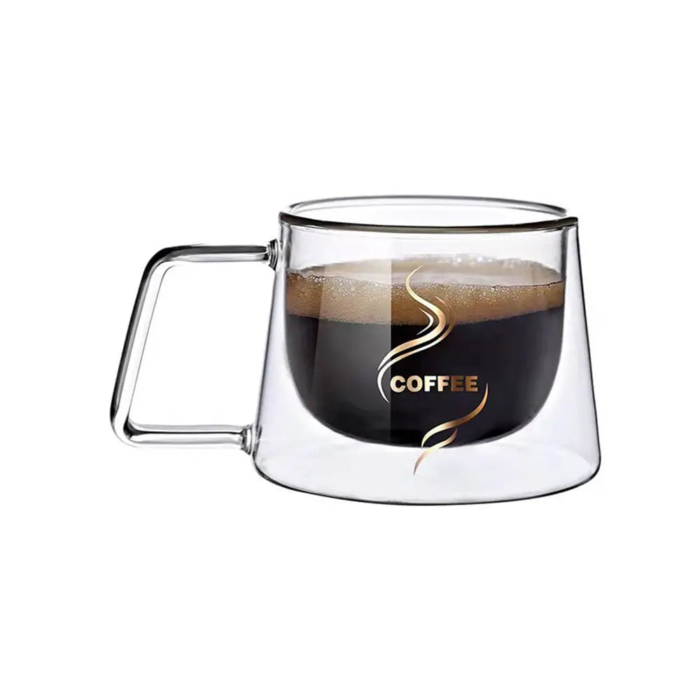 200ml Transparent Double Bottom Coffee Cup Milk Whiskey Tea Beer Mug Heat Resistant Cocktail Vodka Wine Drinkware Tumbler Cup