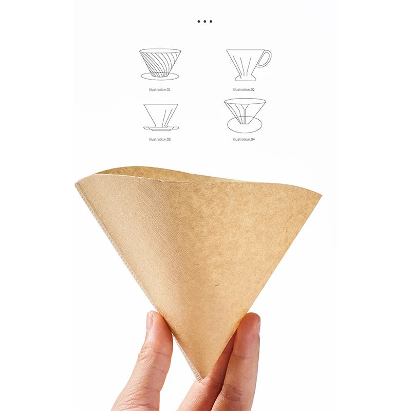 Coffee Filter Paper Handmade Coffee Special Cone-Shape Filter Paper Environmentally Friendly Log Pulp Coffee Brewing Filter Bag