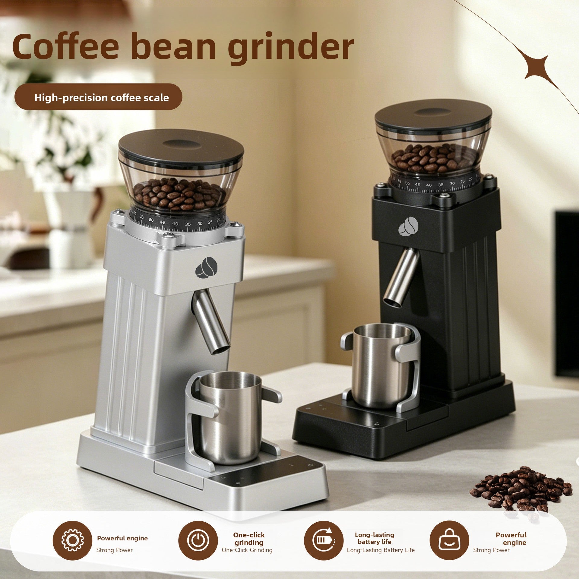 Electric Coffee Grinder with Cleaning Tool - Coffee Zest