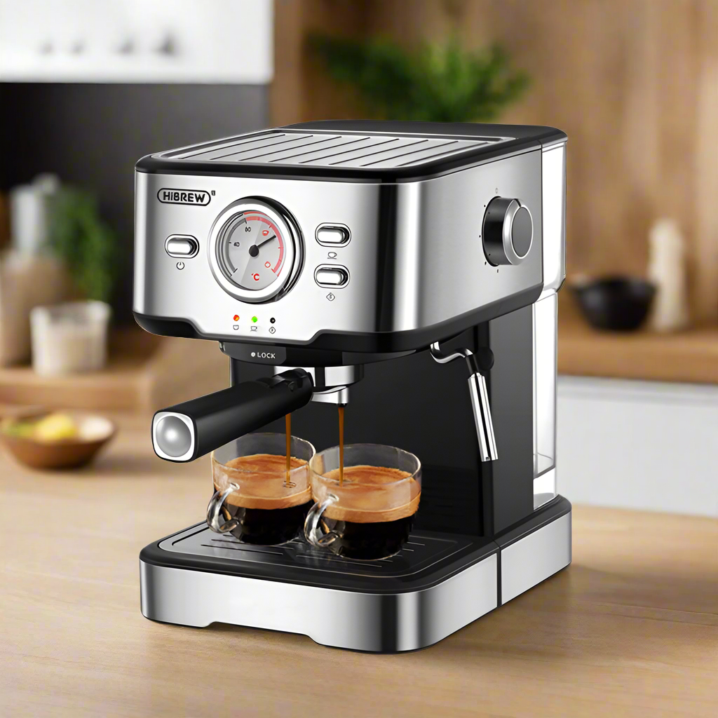 Coffee Machine Cafeteria 20 Bar Espresso inox Semi Automatic Expresso Cappuccino Hot Water Steam Temperature Display H5