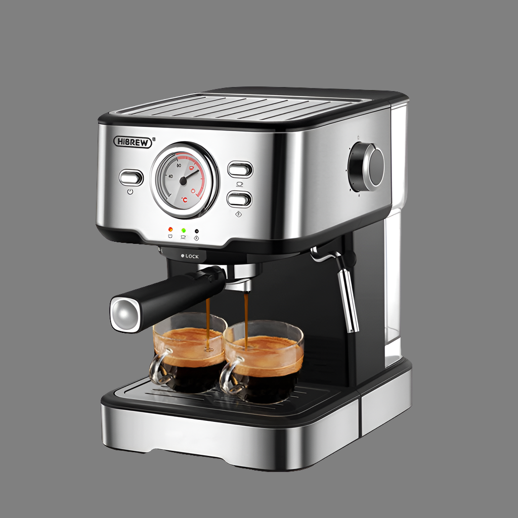 Coffee Machine Cafeteria 20 Bar Espresso inox Semi Automatic Expresso Cappuccino Hot Water Steam Temperature Display H5