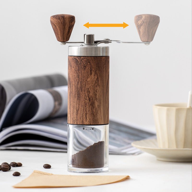 Coffee Grinder, Hand Grinder, Stainless Steel Grinder, Hand Grinder for Coffee Beans, Wood Grain, Portable Household Use - Coffee Zest online shop