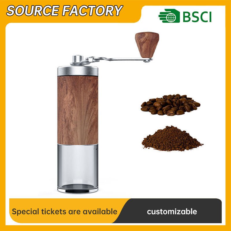 Coffee Grinder, Hand Grinder, Stainless Steel Grinder, Hand Grinder for Coffee Beans, Wood Grain, Portable Household Use - Coffee Zest online shop