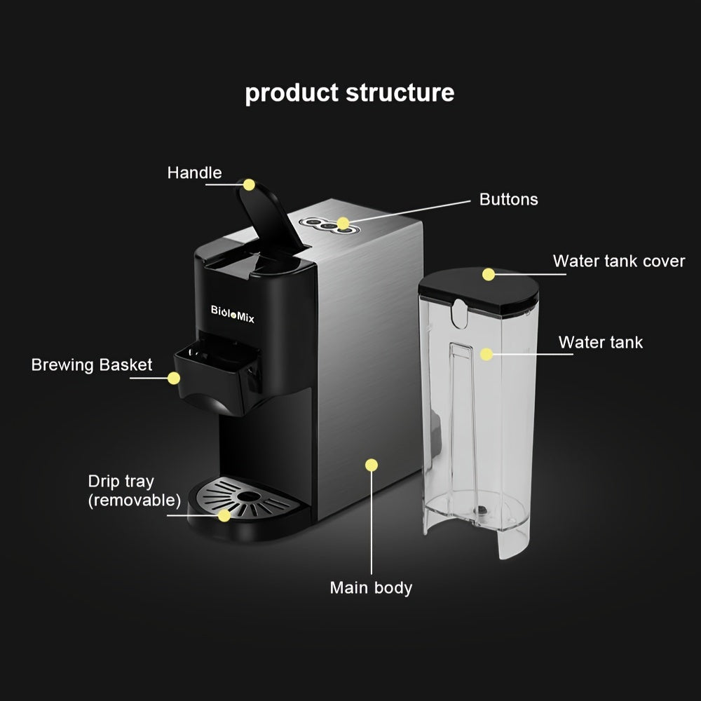 3 in 1 Espresso Coffee Machine 19Bar 1450W Multiple Capsule Coffee Maker Fit Nespresso, Dolce Gusto and Coffee Powder