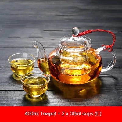 Elegant Glass Tea Set Borosilicate Glass Teapot With Cups Bamboo Tea Tray Tea Set Kettle Warmer Glass Teapot Giftset - Coffee Zest online shop