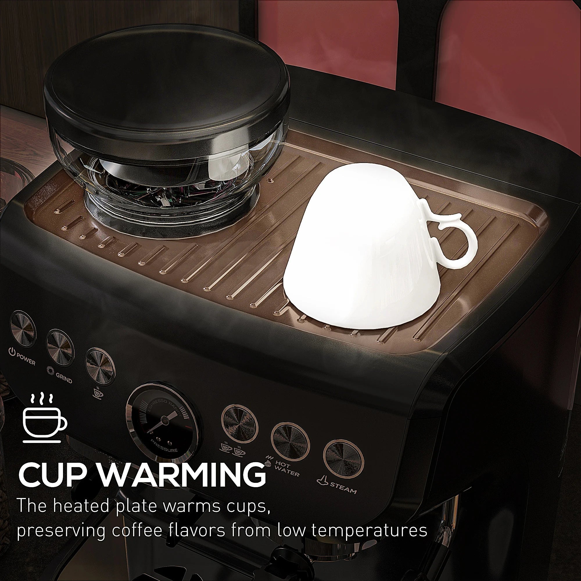 Espresso Machine, Bean Grinder & Steam Wand, 15 Bar Pressure - Coffee Zest online shop