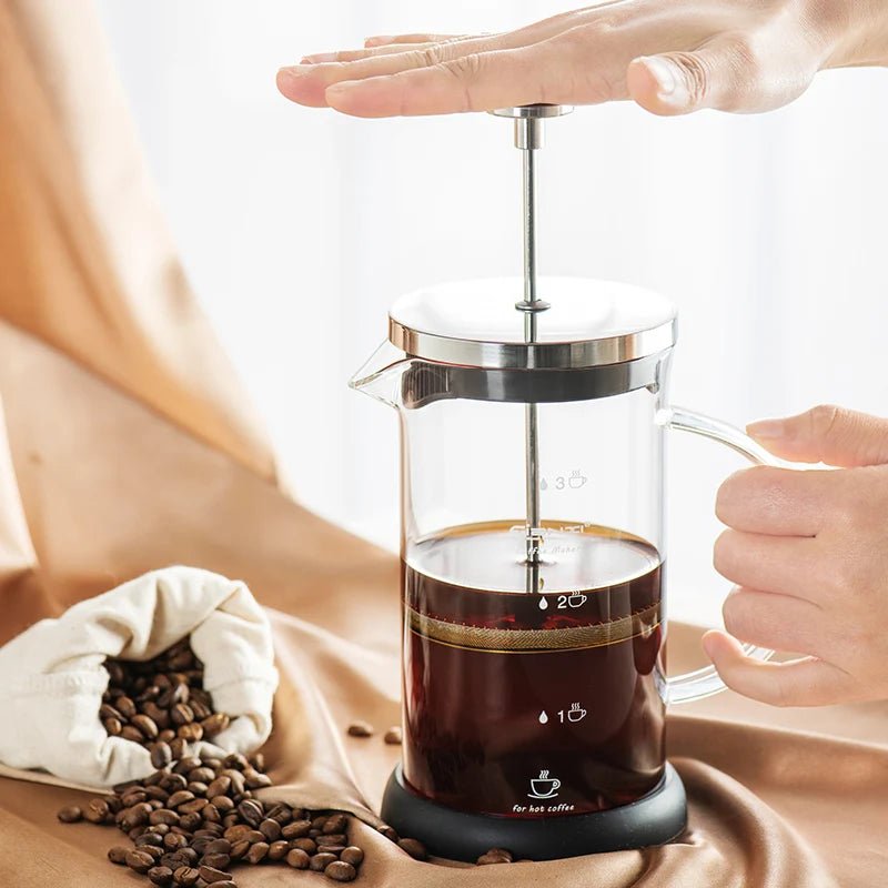 French Press Coffee Pot Stainless Steel Glass Coffee Maker Multifunctional Hand Punch Pot Coffee Accessories - Coffee Zest online shop