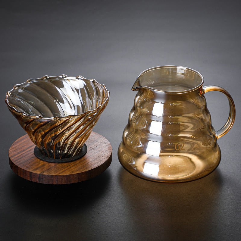 Handmade Japanese Brown Colored Mini Coffee Pot Set, Modern and Simple Household Manual Large Capacity Glass Coffee Pot - Coffee Zest online shop